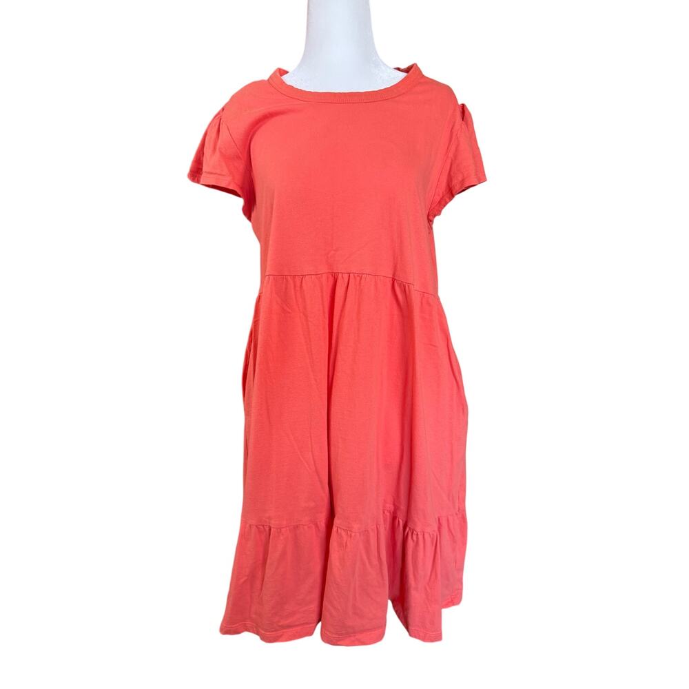 Time and Tru Coral Tiered Dress Women’s Medium Flutter Sleeve Casual